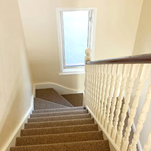 New stair carpeting laid, Cricklewood, north London
